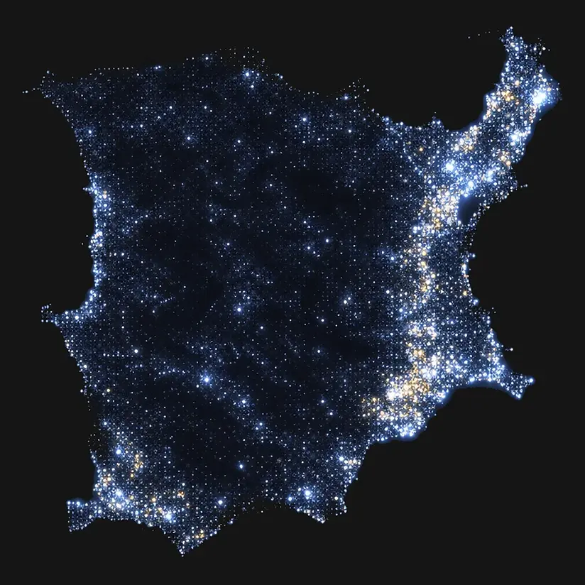 Satellite night-lights map of Koh Samui island, Thailand
